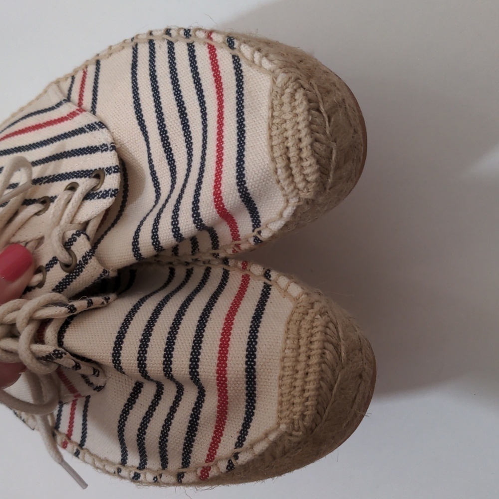 SOLUDOS Oxford Lace-up Platform Espadrilles Striped NWOB 9.5 - Picture 5 of 8